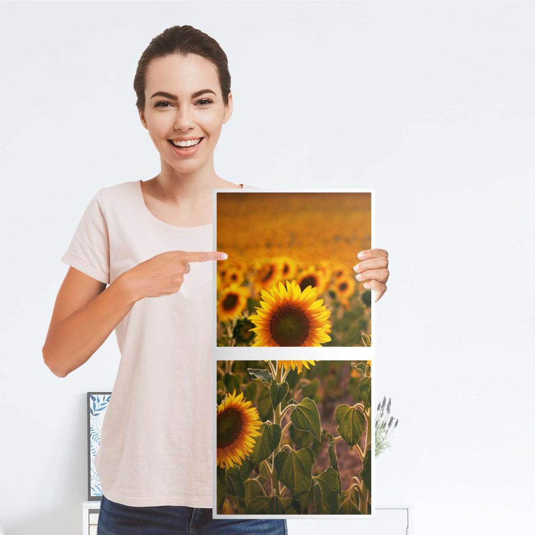 Klebefolie für Möbel Sunflowers - IKEA Expedit Regal 2 Türen Hoch - Folie