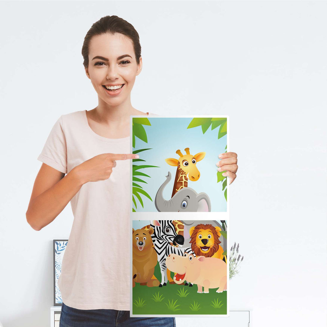 Klebefolie für Möbel Wild Animals - IKEA Expedit Regal 2 Türen Hoch - Folie