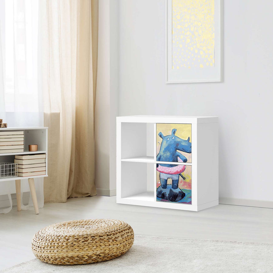 Klebefolie für Möbel Nashorn - IKEA Expedit Regal 2 Türen Hoch - Kinderzimmer