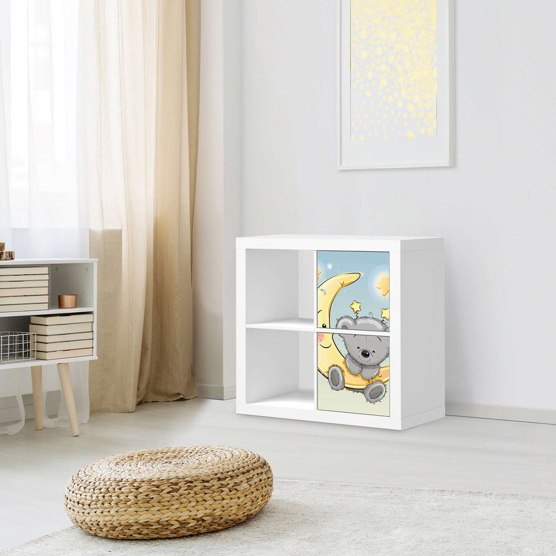 Klebefolie für Möbel Teddy und Mond - IKEA Expedit Regal 2 Türen Hoch - Kinderzimmer