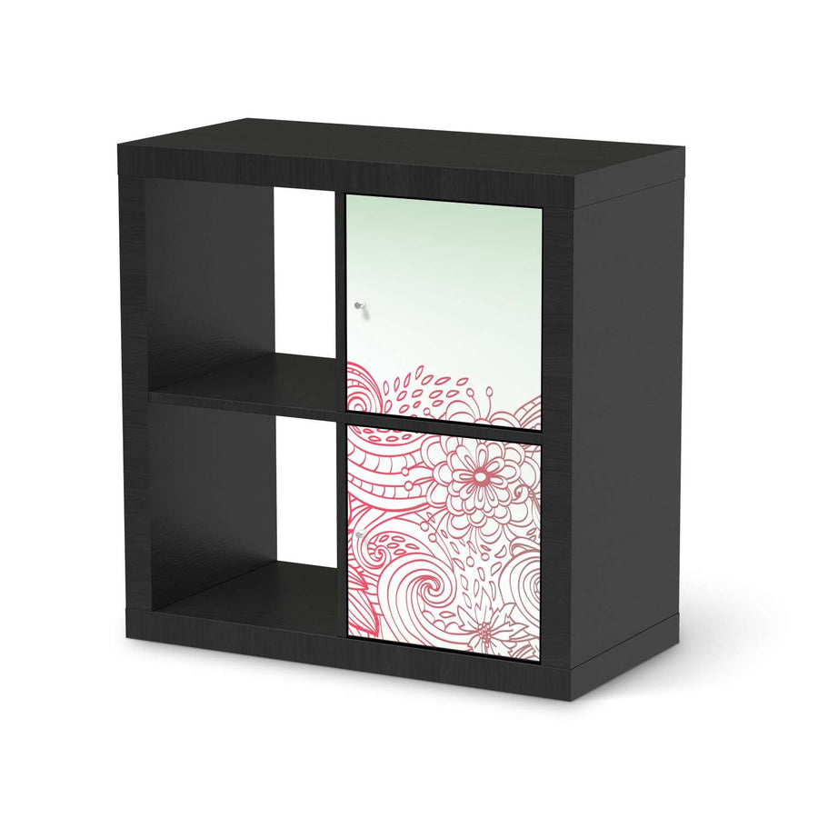 Klebefolie für Möbel Floral Doodle - IKEA Expedit Regal 2 Türen Hoch - schwarz
