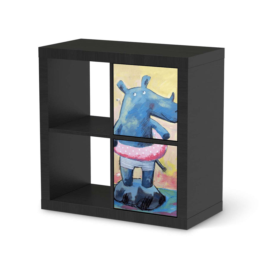 Klebefolie für Möbel Nashorn - IKEA Expedit Regal 2 Türen Hoch - schwarz