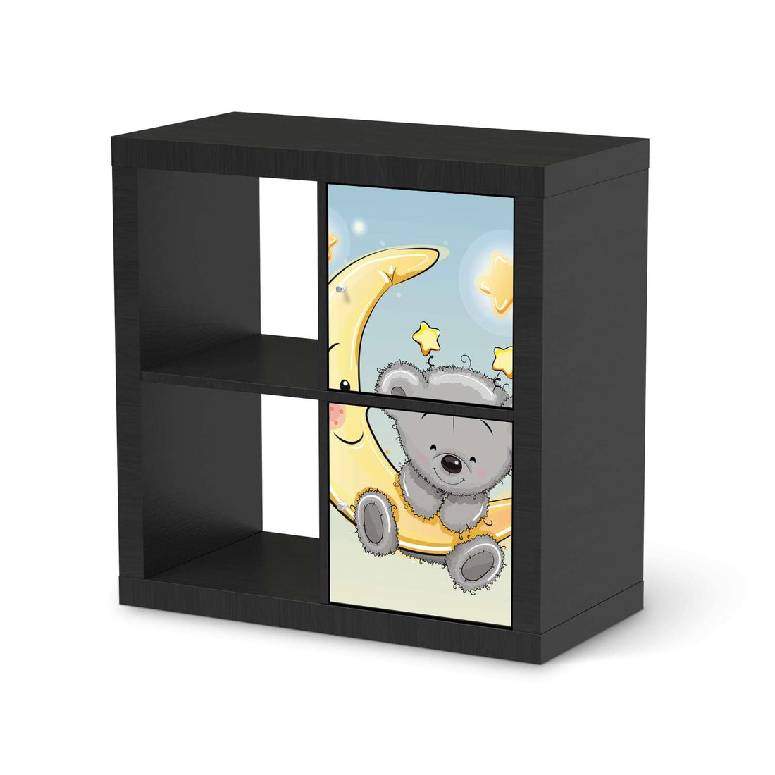 Klebefolie für Möbel Teddy und Mond - IKEA Expedit Regal 2 Türen Hoch - schwarz