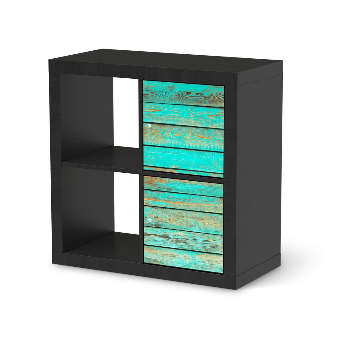 Klebefolie für Möbel Wooden Aqua - IKEA Expedit Regal 2 Türen Hoch - schwarz