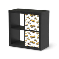Klebefolie für Möbel Working Cars - IKEA Expedit Regal 2 Türen Hoch - schwarz