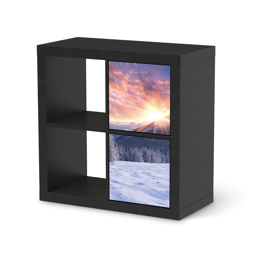 Klebefolie für Möbel Zauberhafte Winterlandschaft - IKEA Expedit Regal 2 Türen Hoch - schwarz