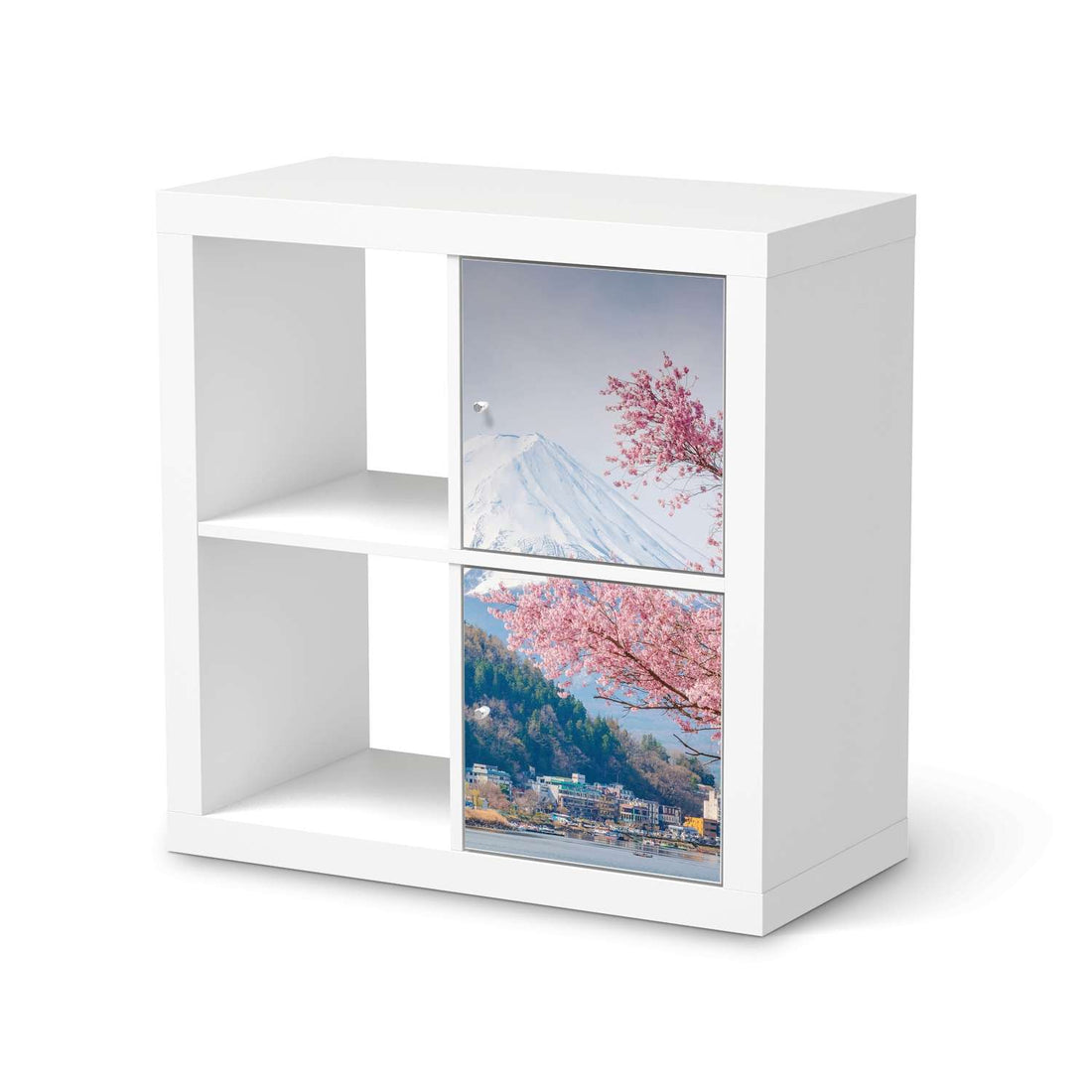 Klebefolie für Möbel Mount Fuji - IKEA Expedit Regal 2 Türen Hoch  - weiss