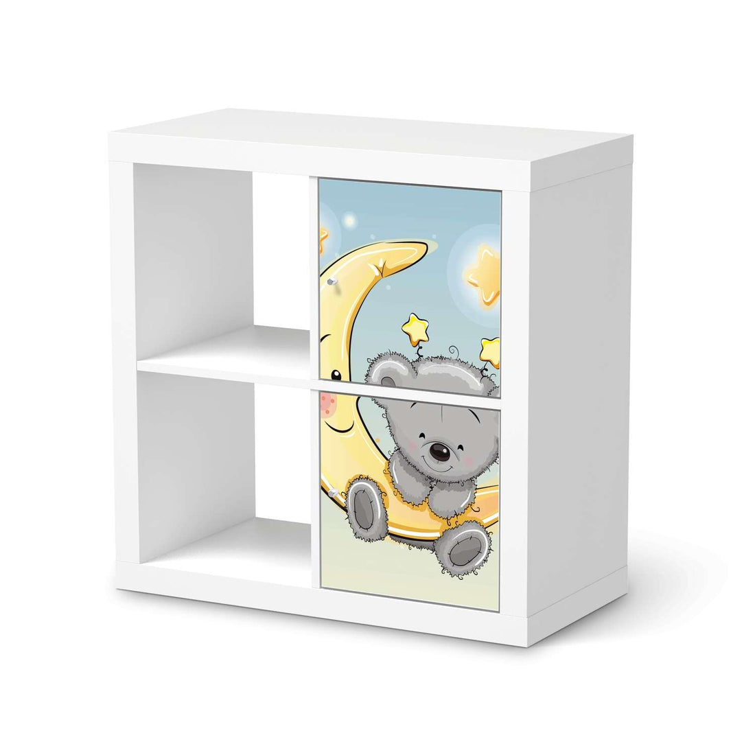 Klebefolie für Möbel Teddy und Mond - IKEA Expedit Regal 2 Türen Hoch  - weiss