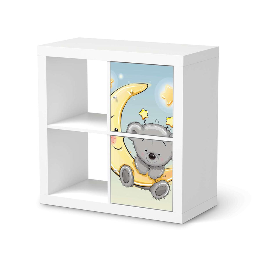 Klebefolie für Möbel Teddy und Mond - IKEA Expedit Regal 2 Türen Hoch  - weiss