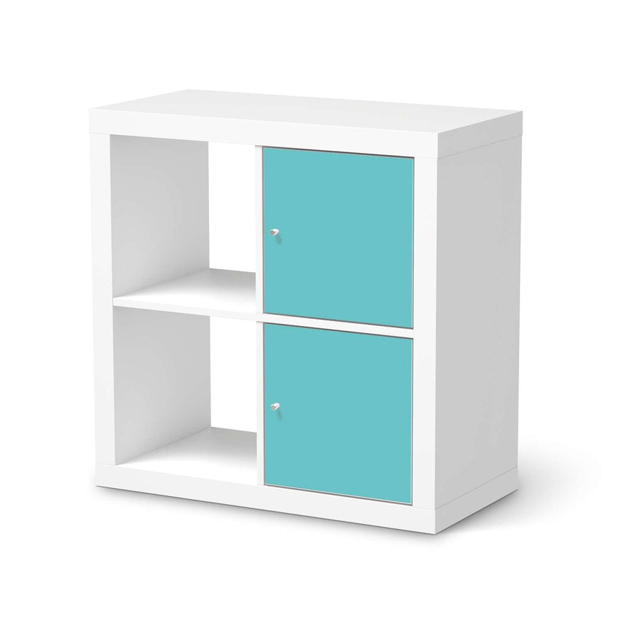 Klebefolie für Möbel Türkisgrün Light - IKEA Expedit Regal 2 Türen Hoch  - weiss