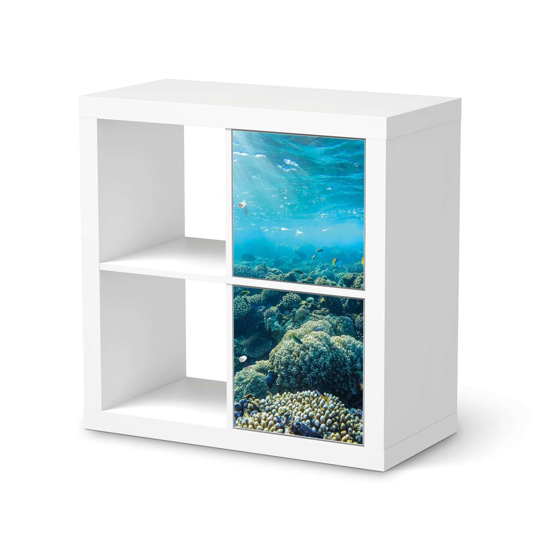Klebefolie für Möbel Underwater World - IKEA Expedit Regal 2 Türen Hoch  - weiss