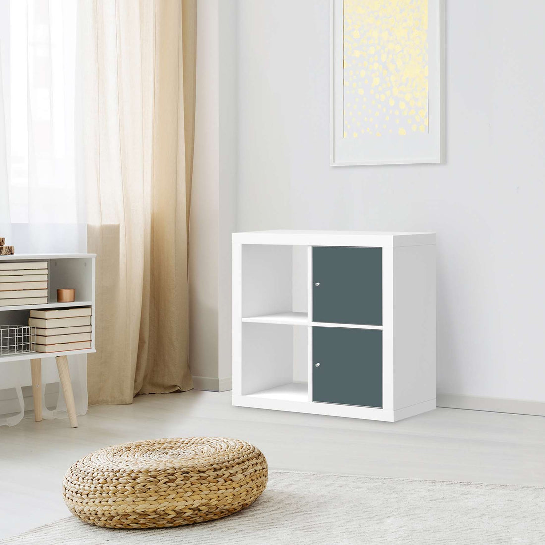 Klebefolie für Möbel Blaugrau Light - IKEA Expedit Regal 2 Türen Hoch - Wohnzimmer