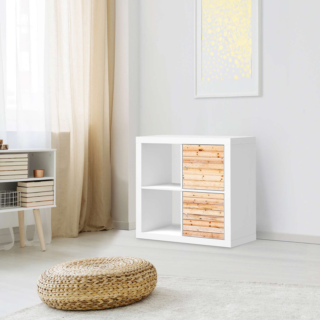 Klebefolie für Möbel Bright Planks - IKEA Expedit Regal 2 Türen Hoch - Wohnzimmer