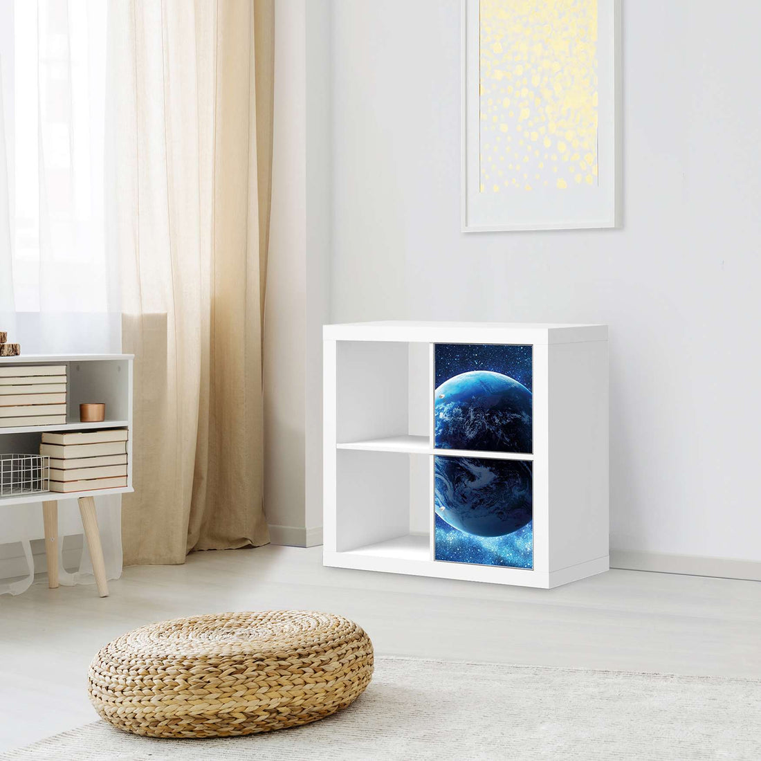 Klebefolie für Möbel Planet Blue - IKEA Expedit Regal 2 Türen Hoch - Wohnzimmer