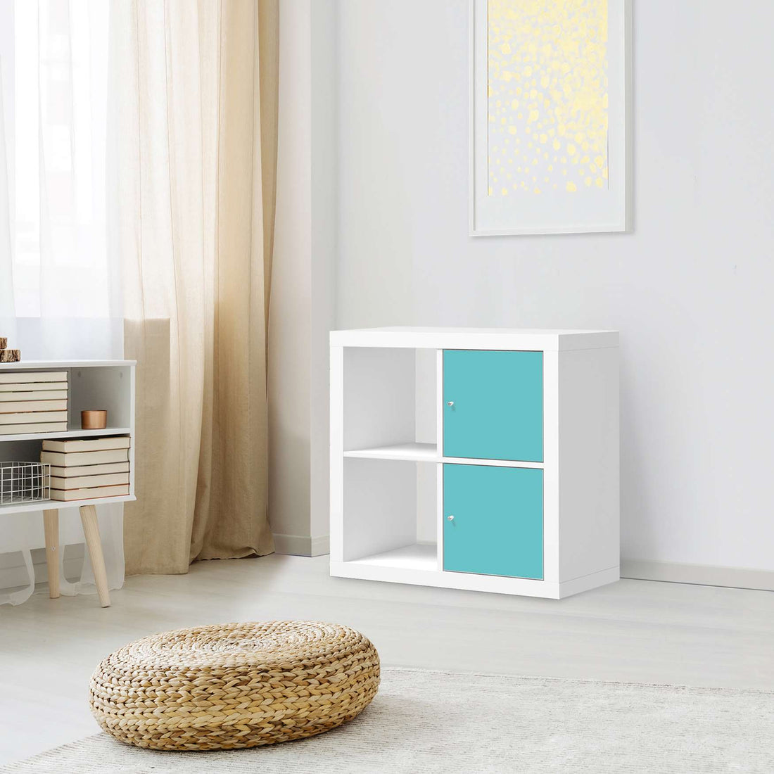 Klebefolie für Möbel Türkisgrün Light - IKEA Expedit Regal 2 Türen Hoch - Wohnzimmer