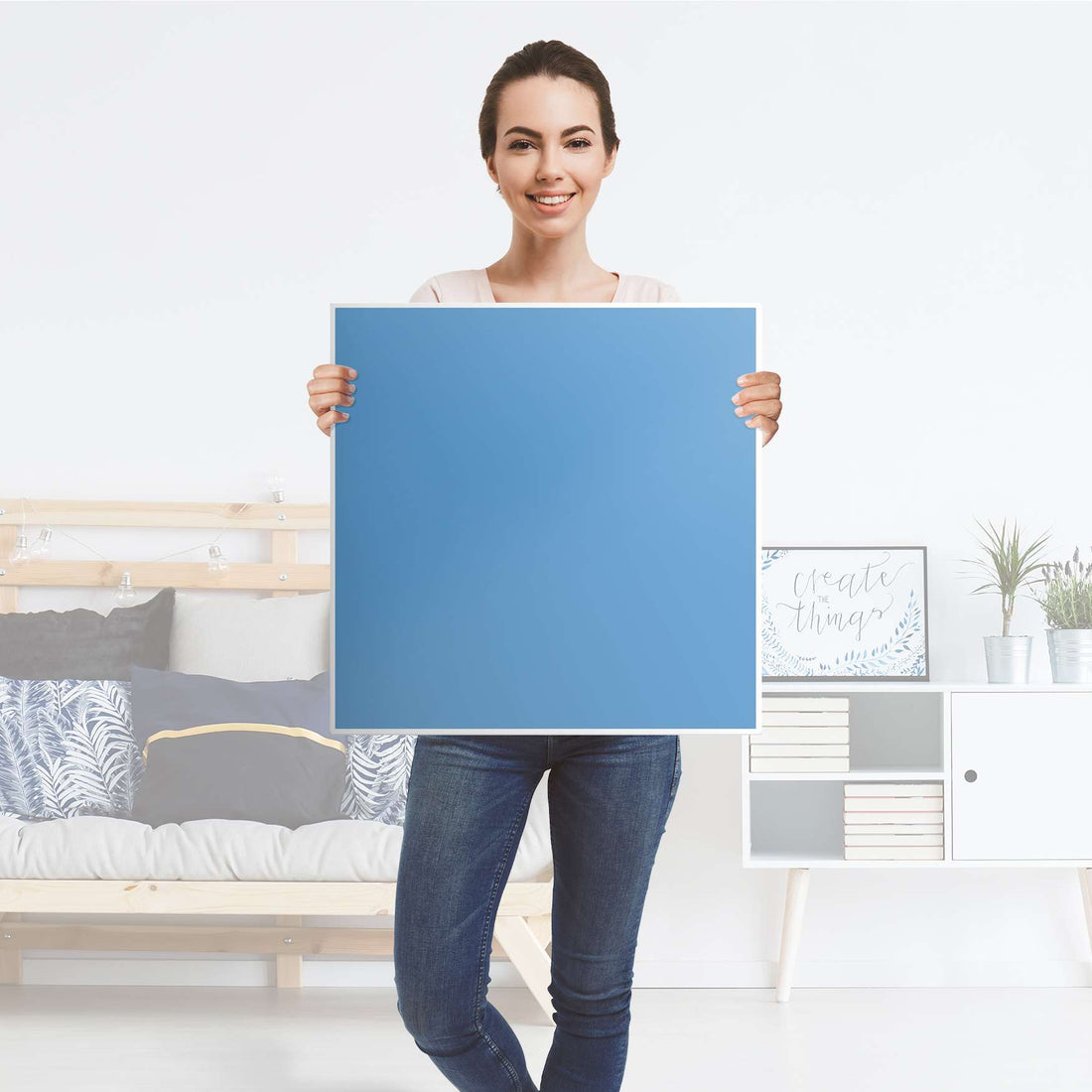 Klebefolie für Möbel Blau Light - IKEA Hemnes Couchtisch 90x90 cm - Folie