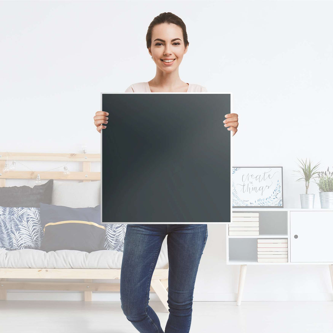 Klebefolie für Möbel Blaugrau Dark - IKEA Hemnes Couchtisch 90x90 cm - Folie