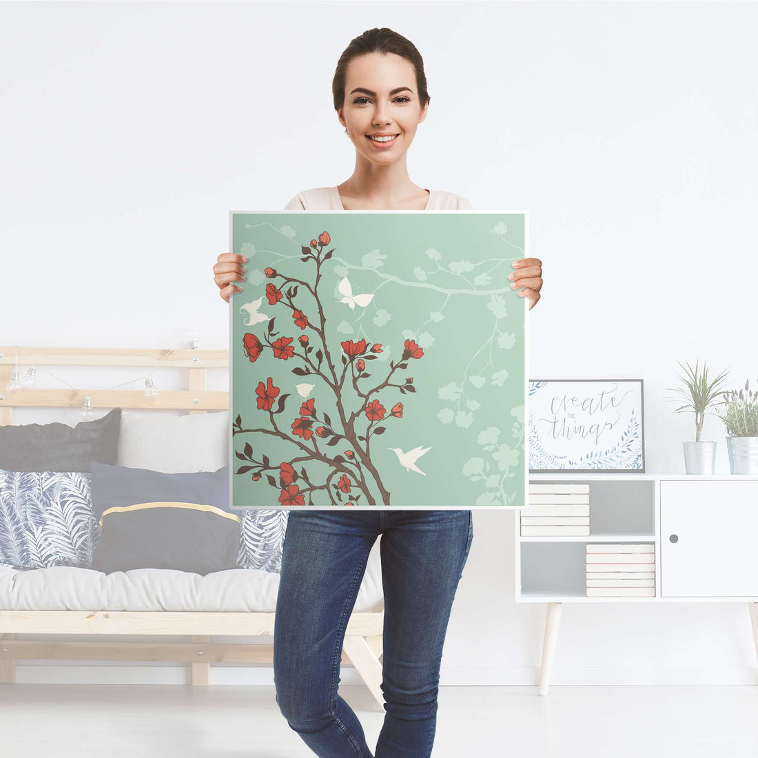 Klebefolie für Möbel Blütenzauber - IKEA Hemnes Couchtisch 90x90 cm - Folie