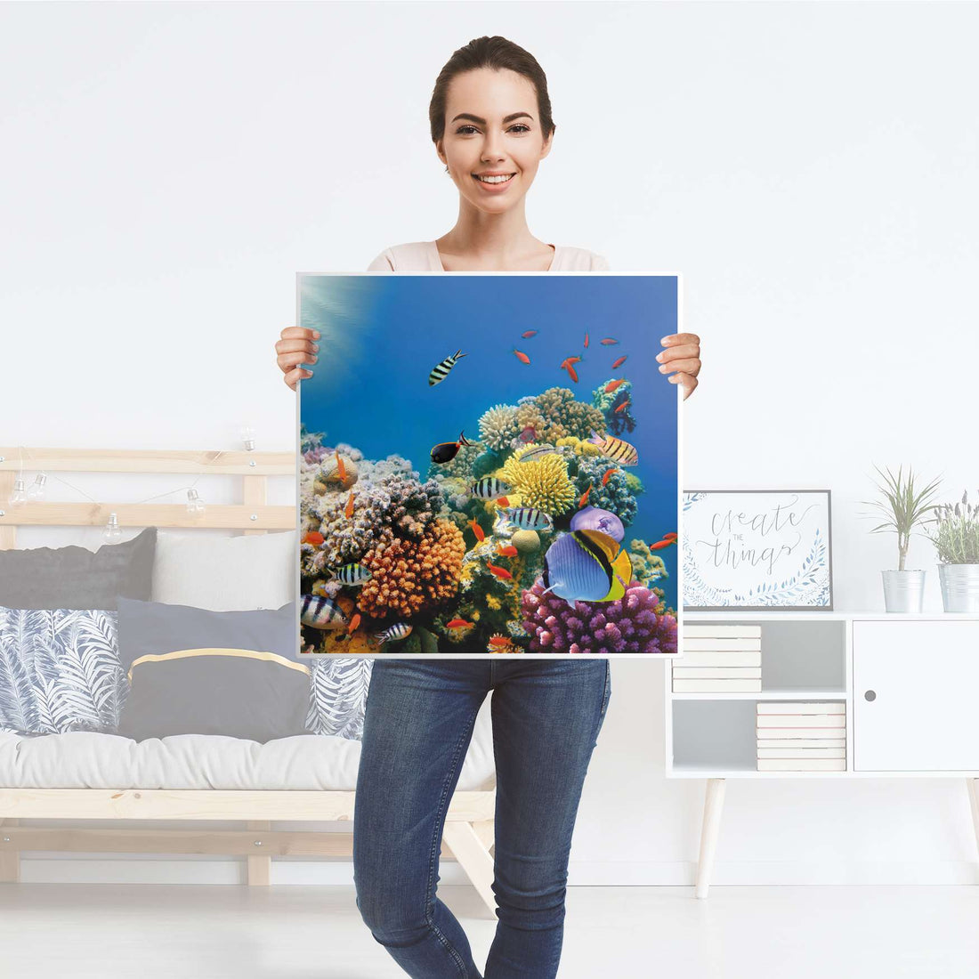 Klebefolie für Möbel Coral Reef - IKEA Hemnes Couchtisch 90x90 cm - Folie