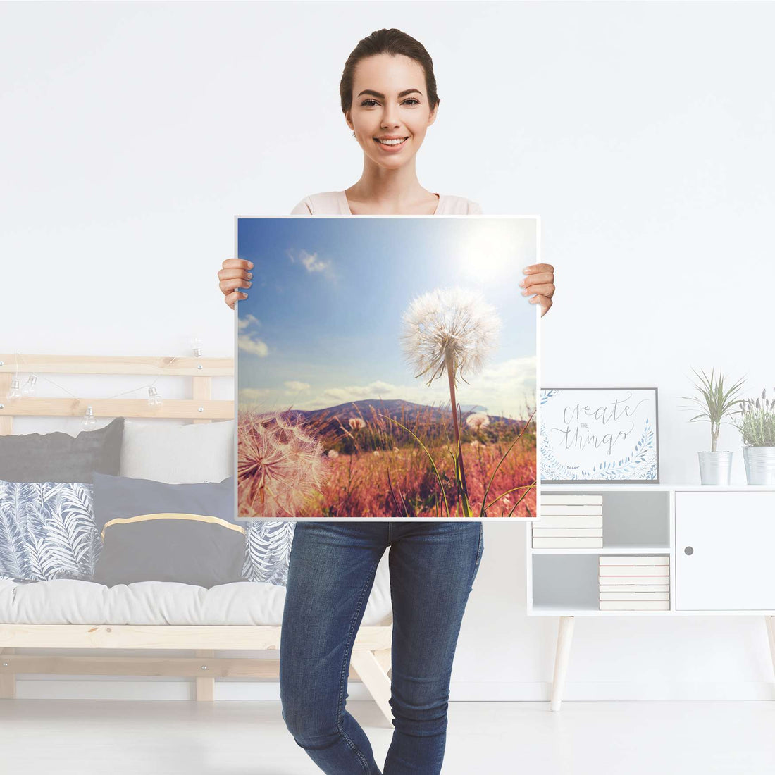 Klebefolie für Möbel Dandelion - IKEA Hemnes Couchtisch 90x90 cm - Folie