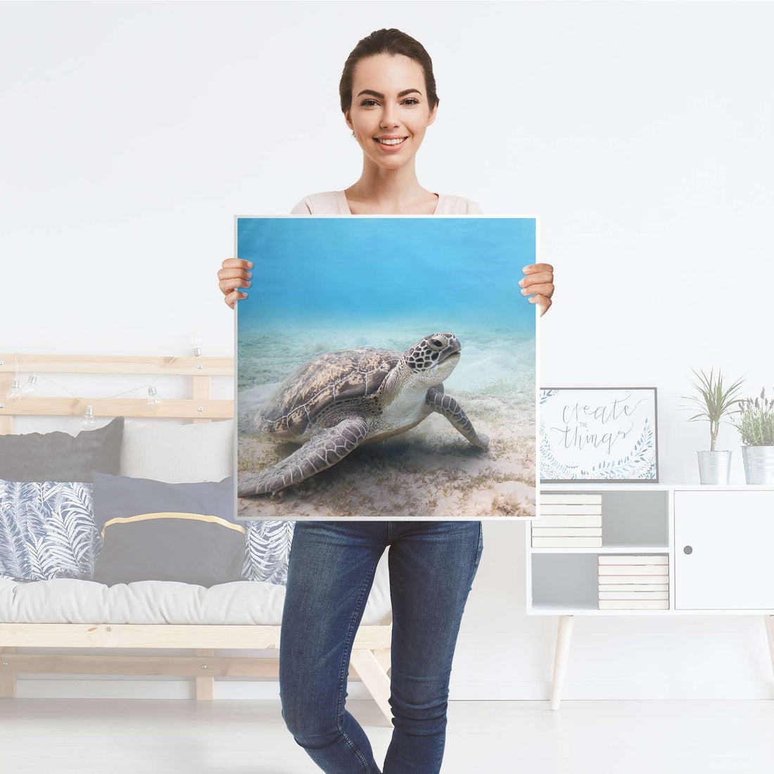 Klebefolie für Möbel Green Sea Turtle - IKEA Hemnes Couchtisch 90x90 cm - Folie