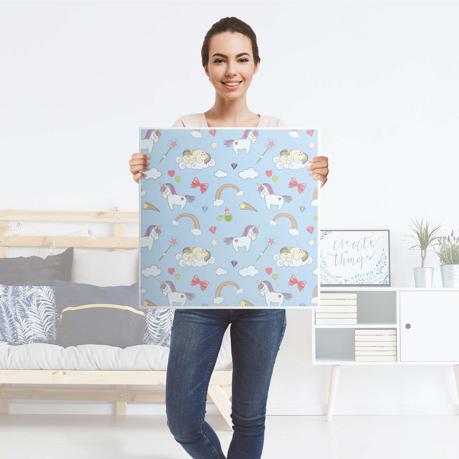 Klebefolie für Möbel Rainbow Unicorn - IKEA Hemnes Couchtisch 90x90 cm - Folie