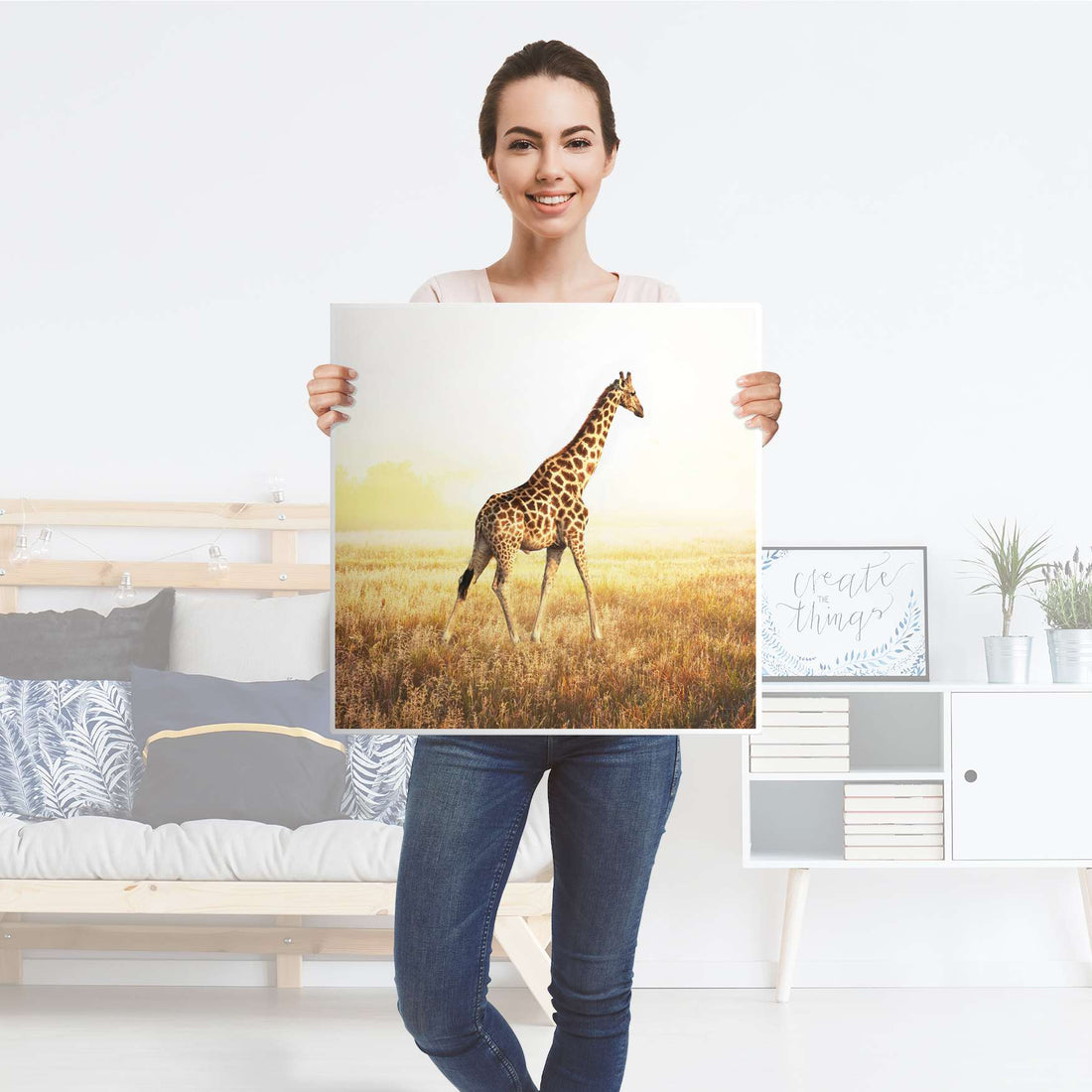 Klebefolie für Möbel Savanna Giraffe - IKEA Hemnes Couchtisch 90x90 cm - Folie