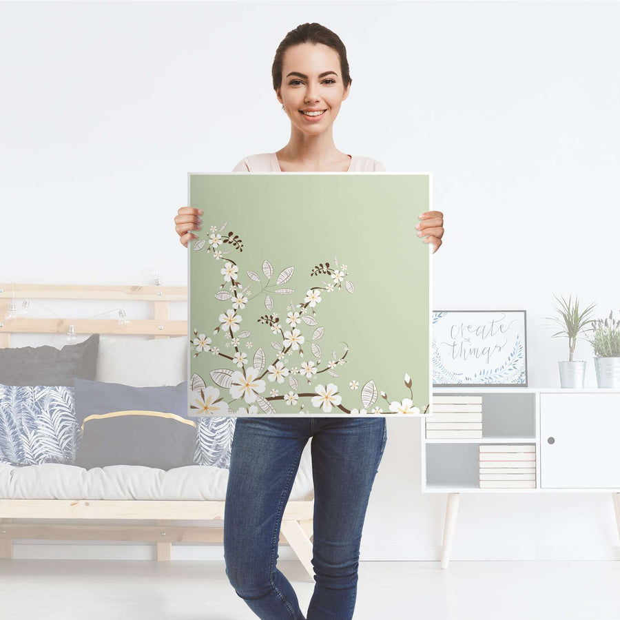 Klebefolie für Möbel White Blossoms - IKEA Hemnes Couchtisch 90x90 cm - Folie