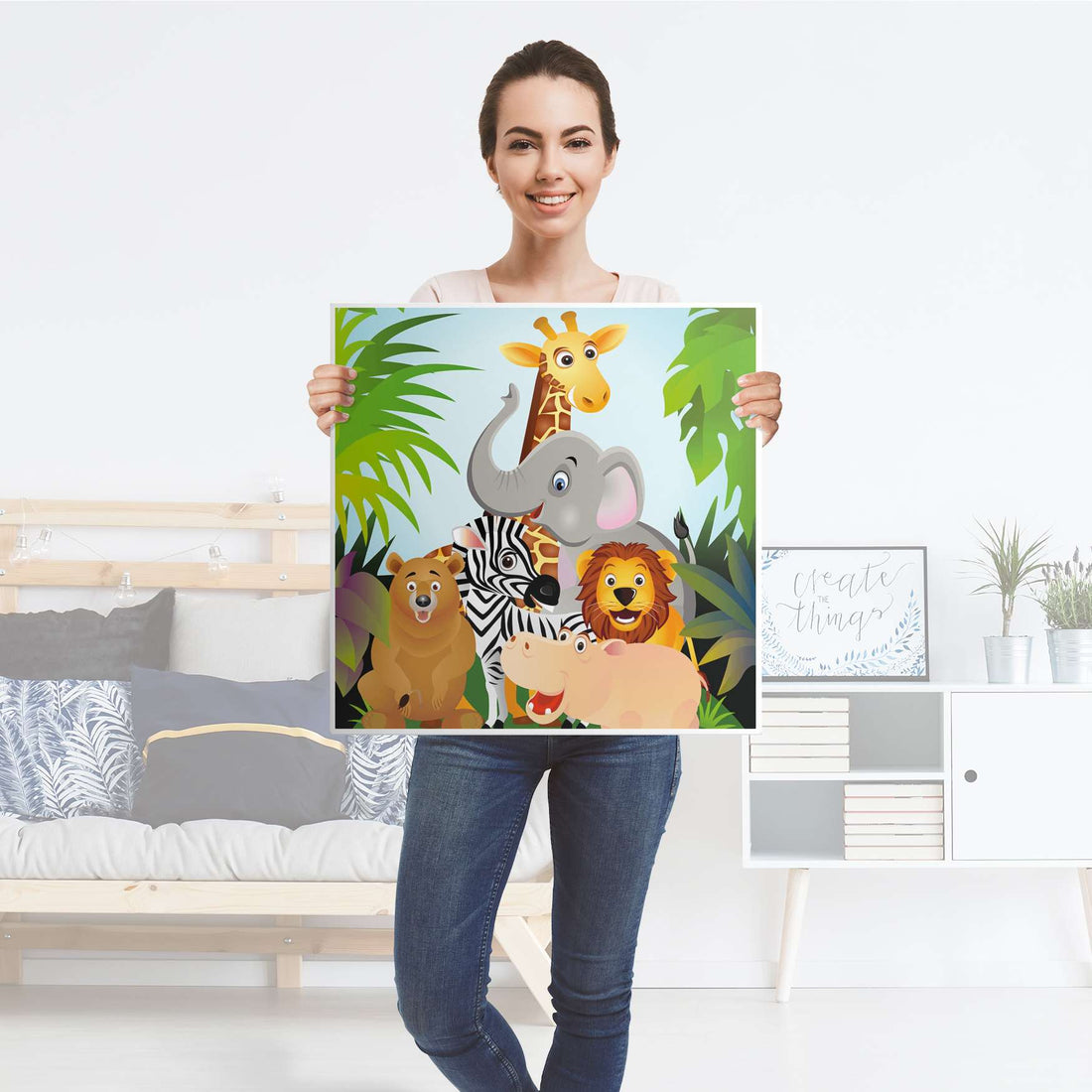 Klebefolie für Möbel Wild Animals - IKEA Hemnes Couchtisch 90x90 cm - Folie