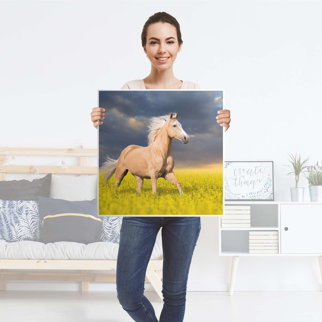 Klebefolie für Möbel Wildpferd - IKEA Hemnes Couchtisch 90x90 cm - Folie