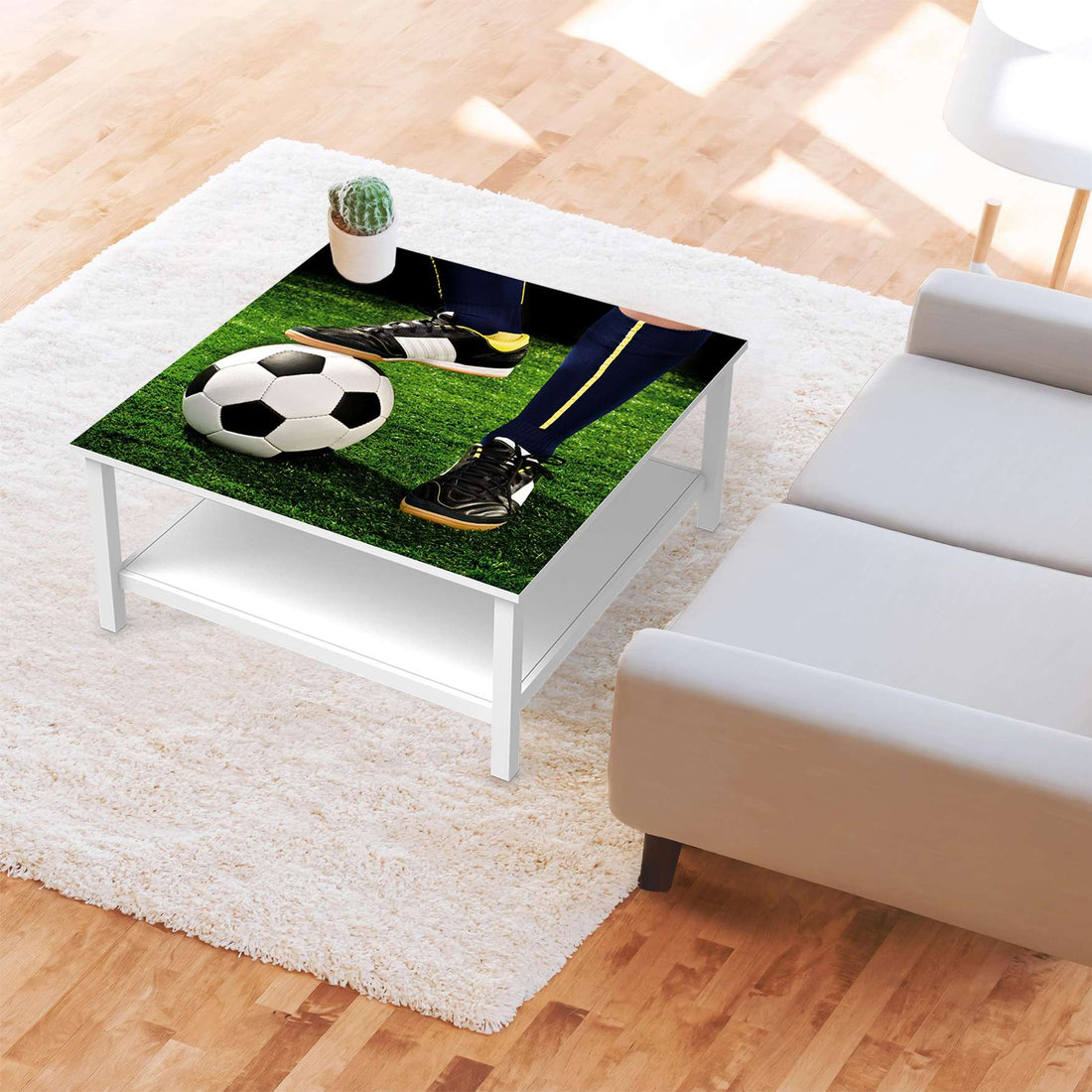 Klebefolie für Möbel Fussballstar - IKEA Hemnes Couchtisch 90x90 cm - Kinderzimmer