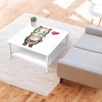 Klebefolie für Möbel Nilpferd mit Herz - IKEA Hemnes Couchtisch 90x90 cm - Kinderzimmer