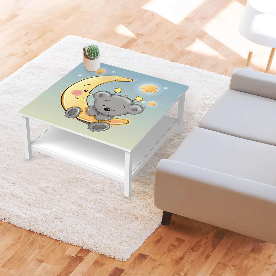 Klebefolie für Möbel Teddy und Mond - IKEA Hemnes Couchtisch 90x90 cm - Kinderzimmer