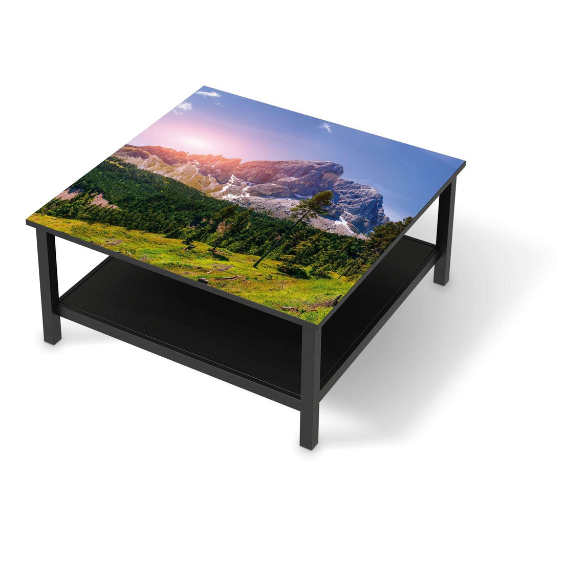 Klebefolie für Möbel Alpenblick - IKEA Hemnes Couchtisch 90x90 cm - schwarz