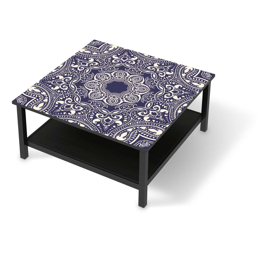 Klebefolie für Möbel Blue Mandala - IKEA Hemnes Couchtisch 90x90 cm - schwarz