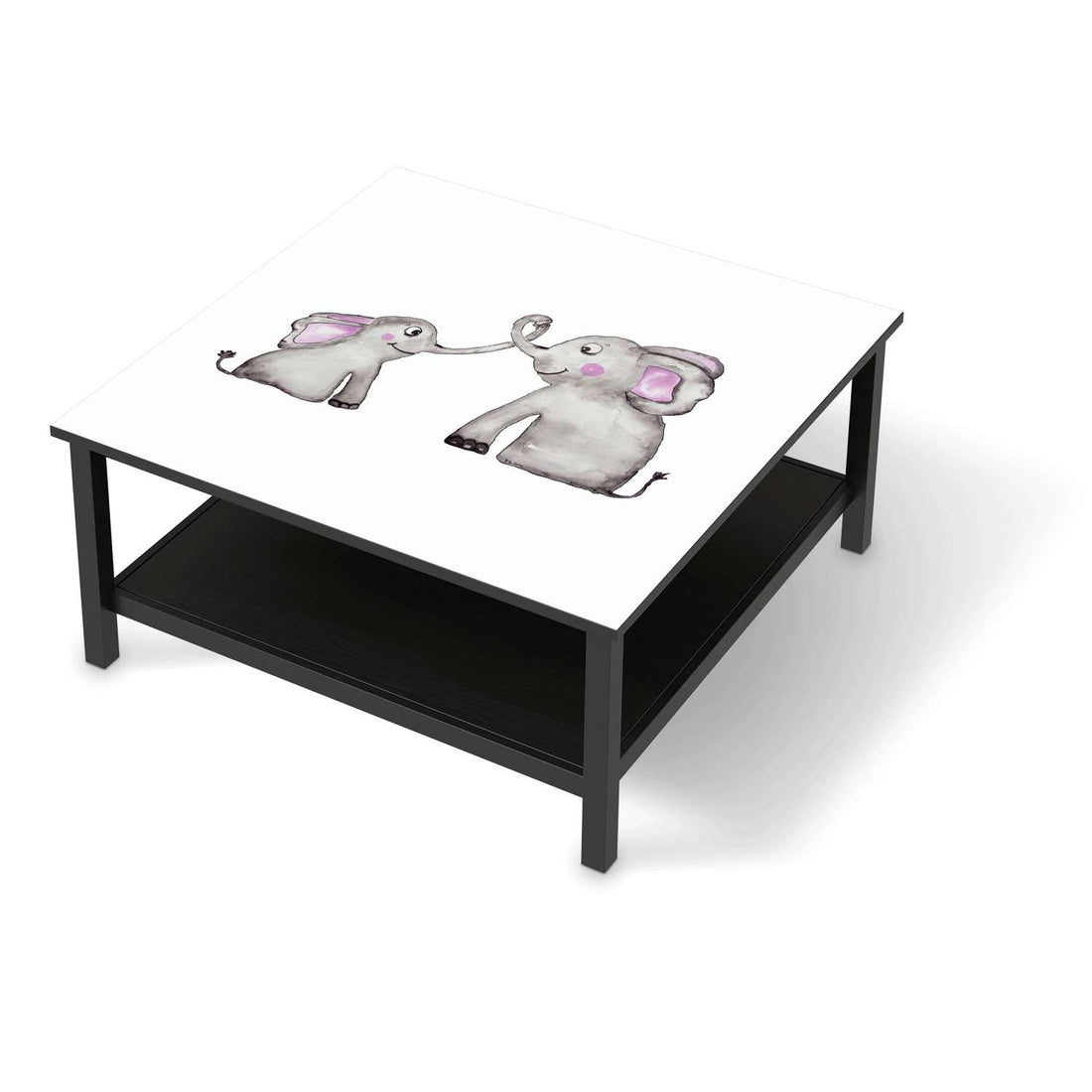 Klebefolie für Möbel Elefanten - IKEA Hemnes Couchtisch 90x90 cm - schwarz