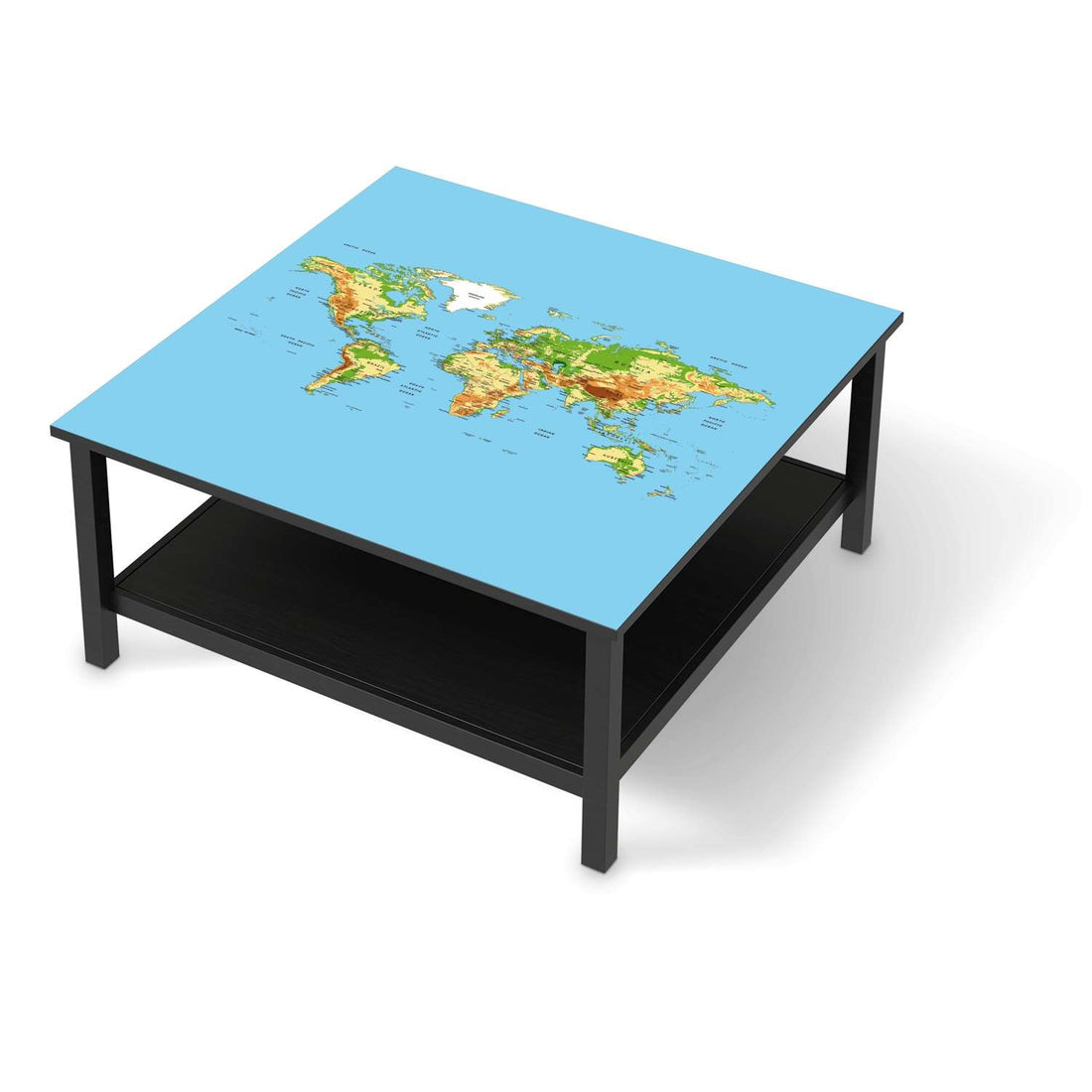 Klebefolie für Möbel Geografische Weltkarte - IKEA Hemnes Couchtisch 90x90 cm - schwarz