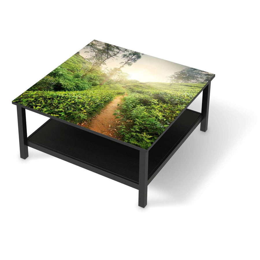 Klebefolie für Möbel Green Tea Fields - IKEA Hemnes Couchtisch 90x90 cm - schwarz