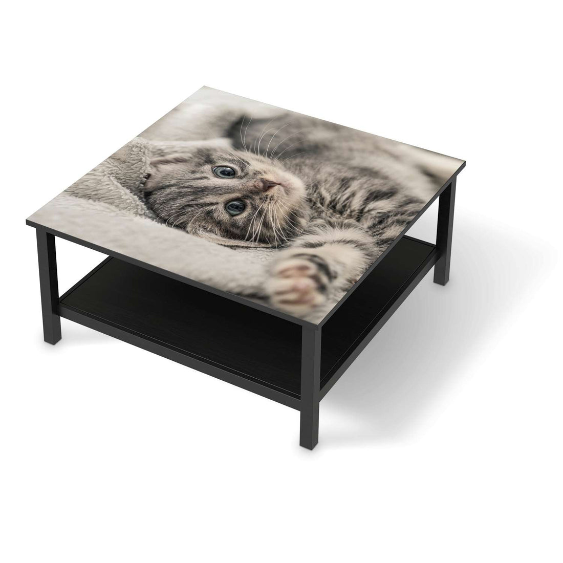 Klebefolie für Möbel Kitty the Cat - IKEA Hemnes Couchtisch 90x90 cm - schwarz