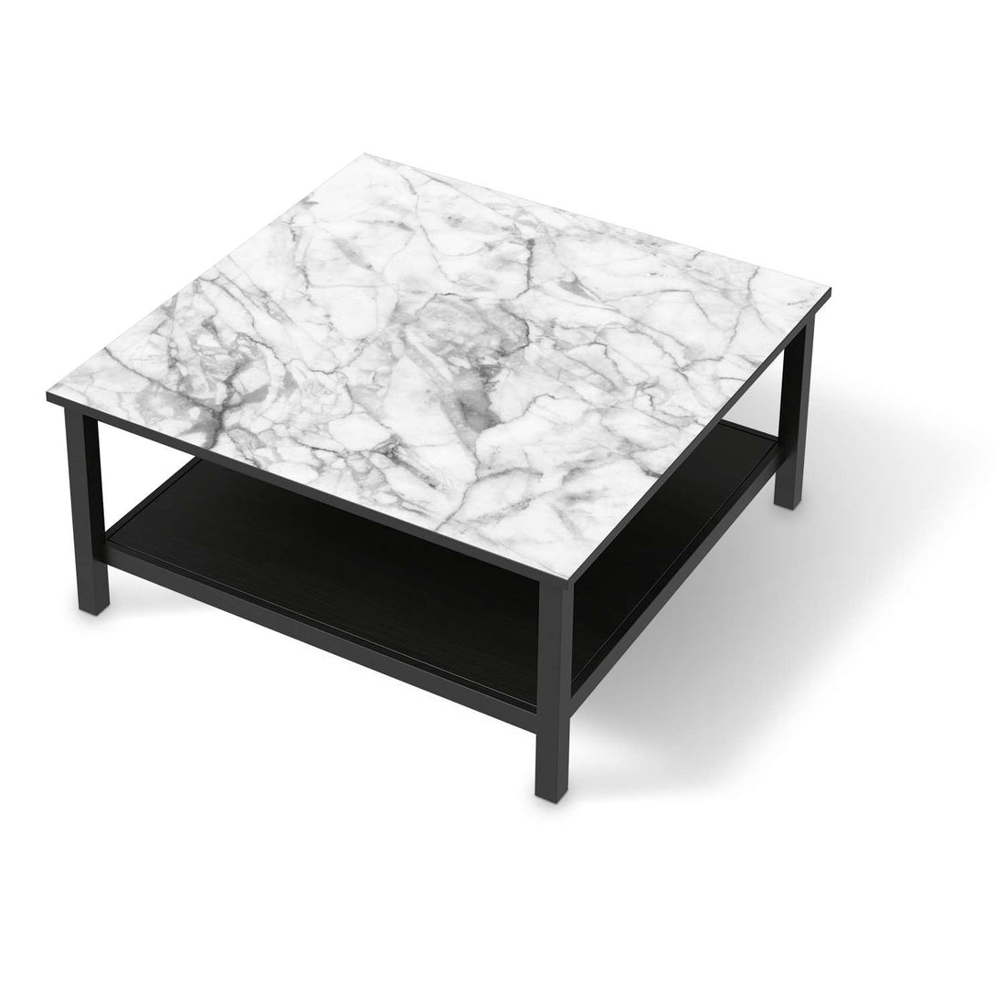 Klebefolie für Möbel Marmor weiß - IKEA Hemnes Couchtisch 90x90 cm - schwarz