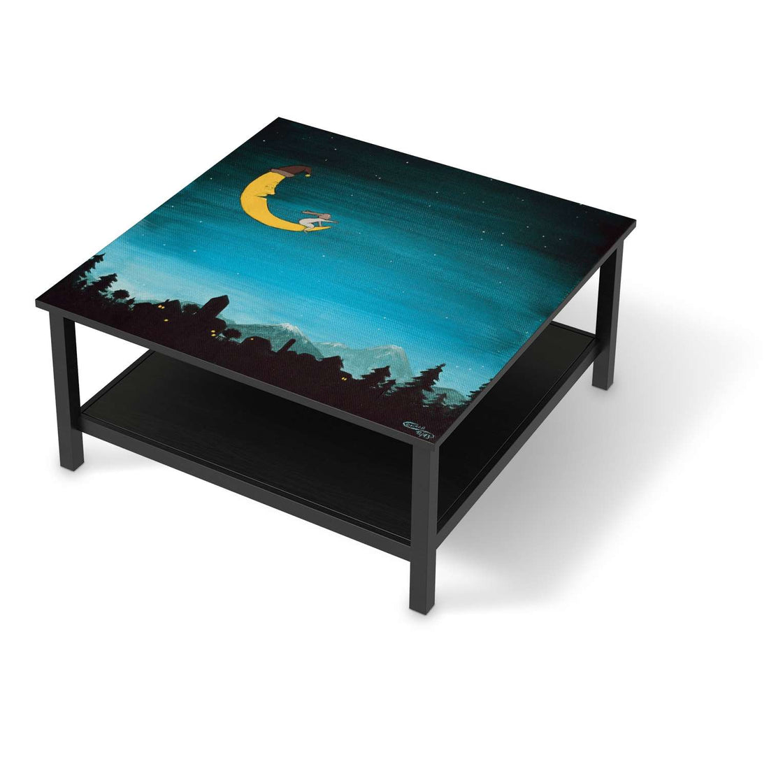 Klebefolie für Möbel Mondfahrt - IKEA Hemnes Couchtisch 90x90 cm - schwarz