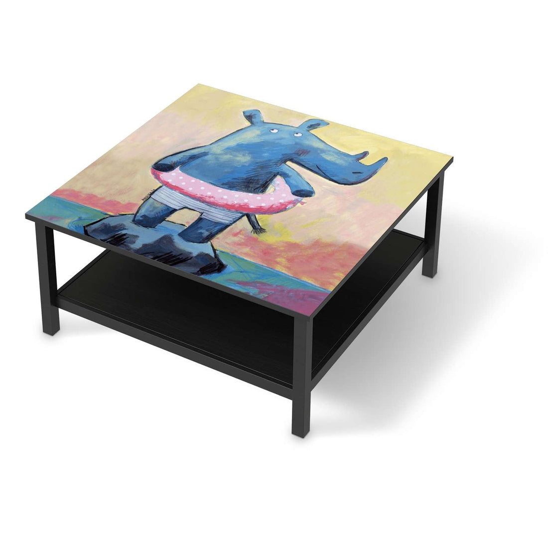 Klebefolie für Möbel Nashorn - IKEA Hemnes Couchtisch 90x90 cm - schwarz
