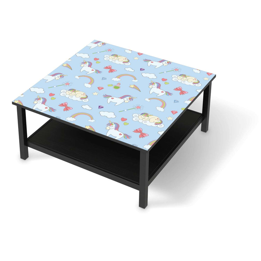 Klebefolie für Möbel Rainbow Unicorn - IKEA Hemnes Couchtisch 90x90 cm - schwarz