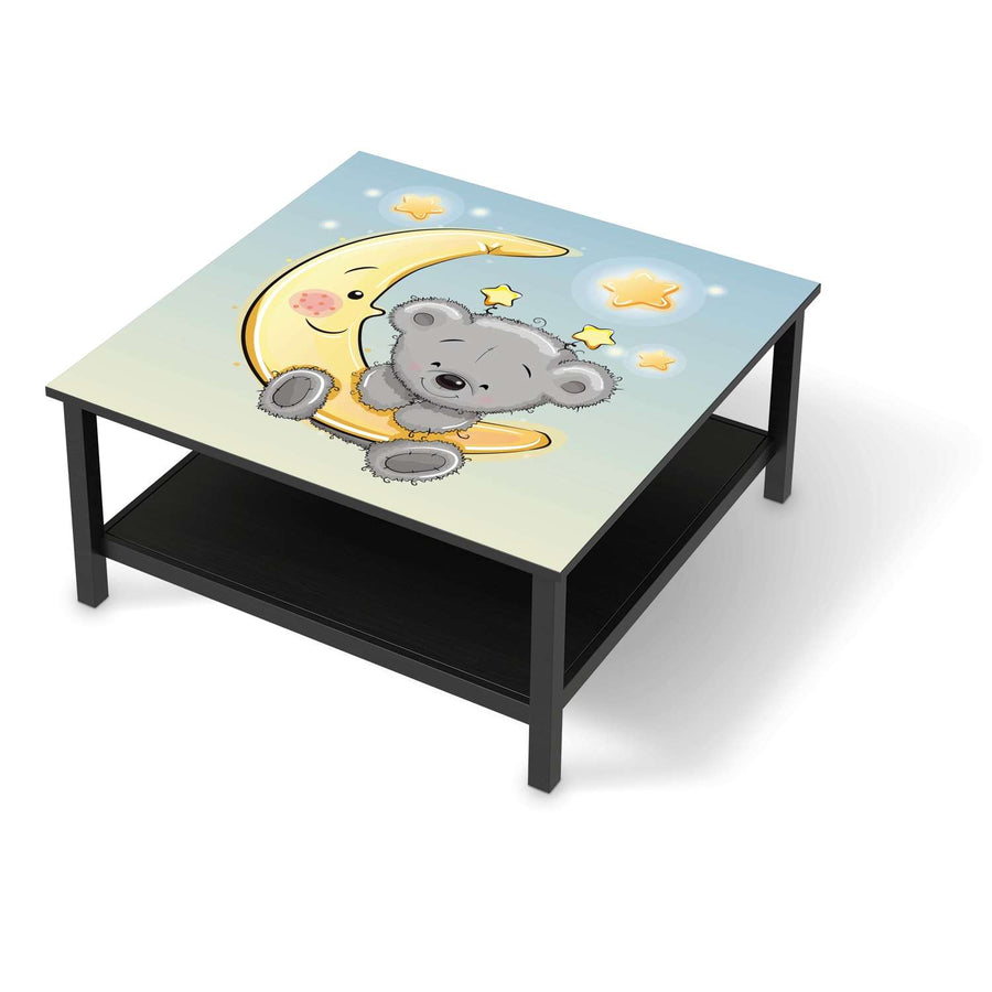 Klebefolie für Möbel Teddy und Mond - IKEA Hemnes Couchtisch 90x90 cm - schwarz