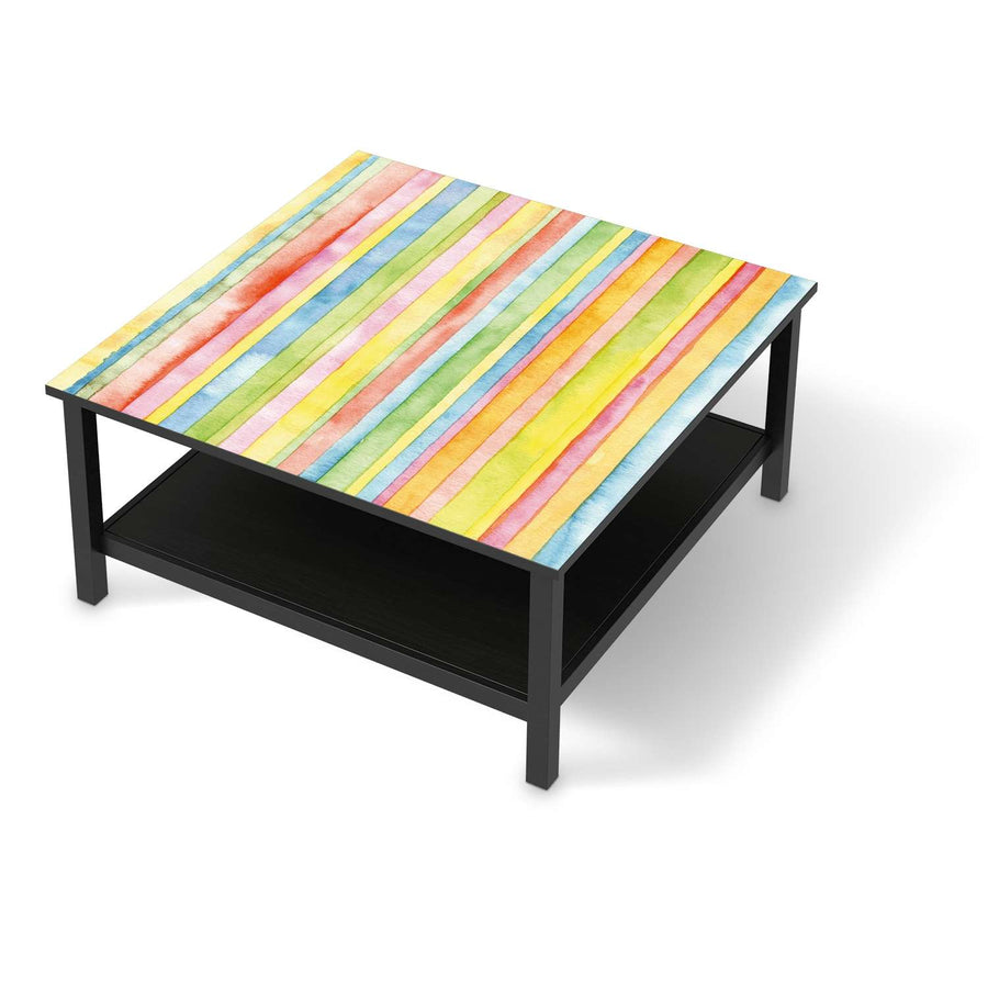 Klebefolie für Möbel Watercolor Stripes - IKEA Hemnes Couchtisch 90x90 cm - schwarz