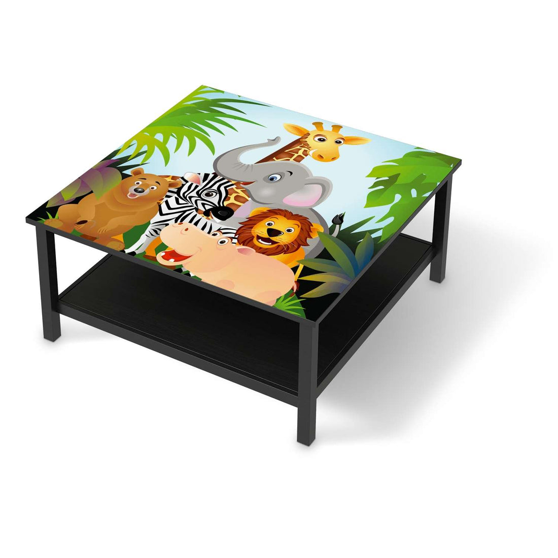 Klebefolie für Möbel Wild Animals - IKEA Hemnes Couchtisch 90x90 cm - schwarz