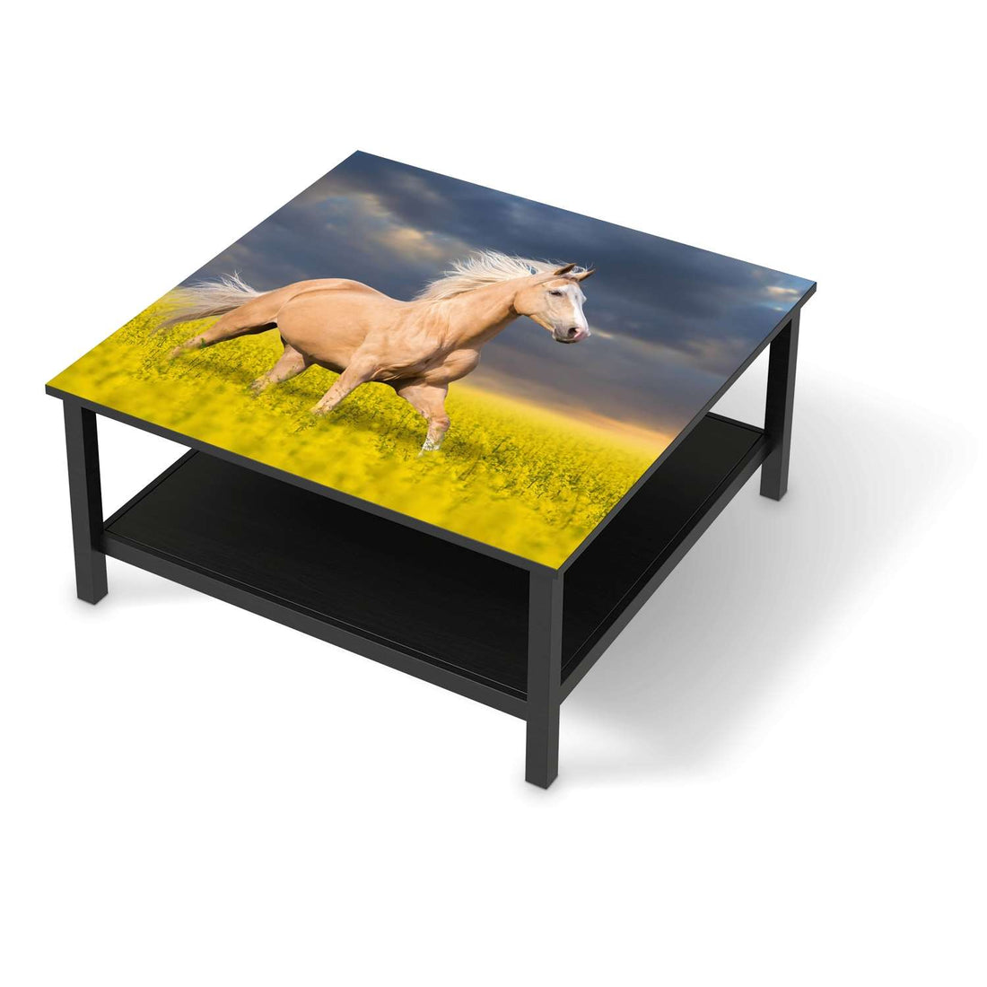 Klebefolie für Möbel Wildpferd - IKEA Hemnes Couchtisch 90x90 cm - schwarz