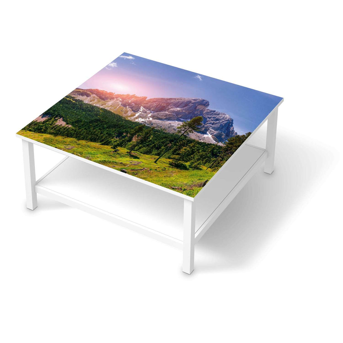 Klebefolie für Möbel Alpenblick - IKEA Hemnes Couchtisch 90x90 cm  - weiss