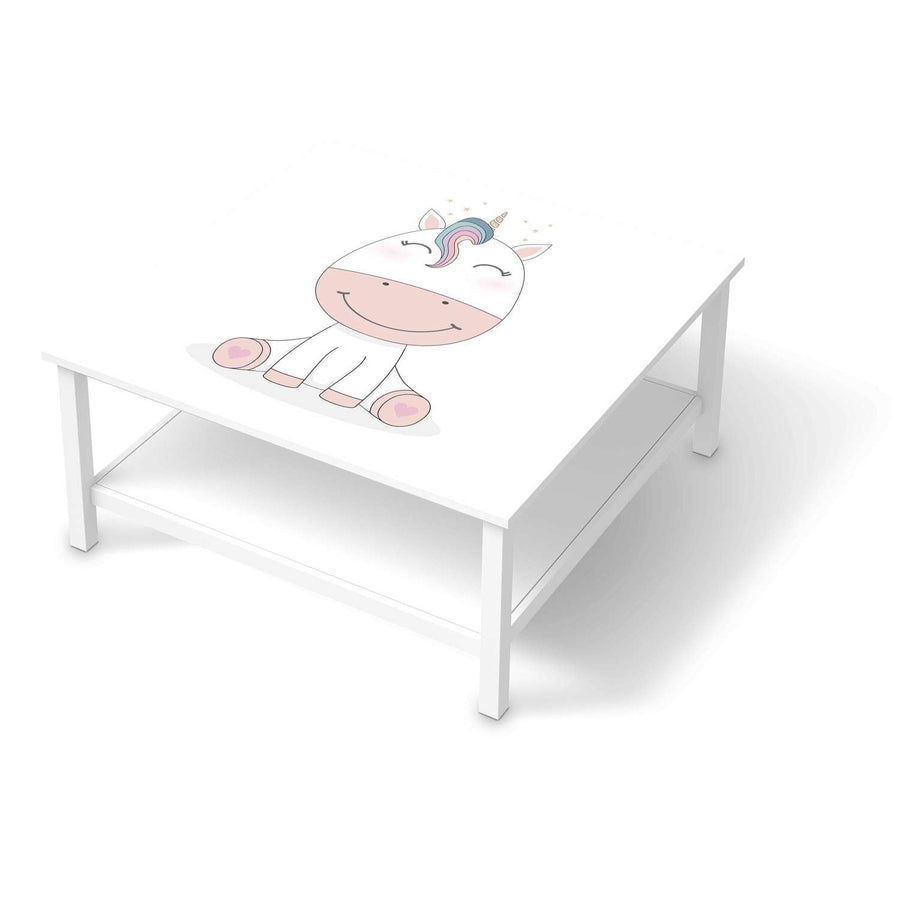 Klebefolie für Möbel Baby Unicorn - IKEA Hemnes Couchtisch 90x90 cm  - weiss