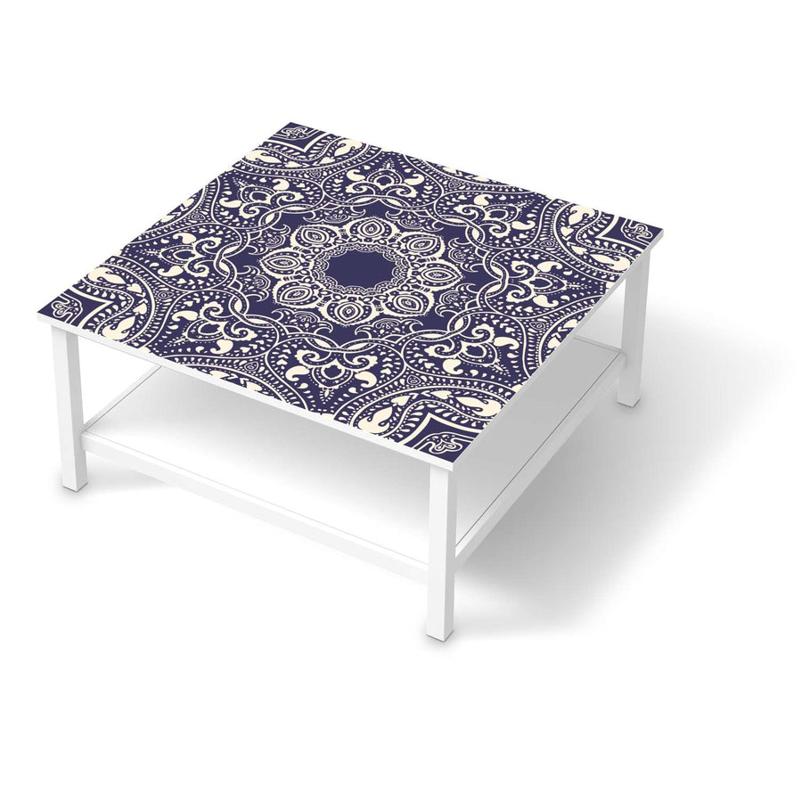 Klebefolie für Möbel Blue Mandala - IKEA Hemnes Couchtisch 90x90 cm  - weiss